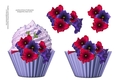 Floral cupcake Decoupage Sheet - Petunias