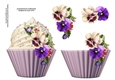 Floral cupcake Decoupage Sheet - Pansy Riot