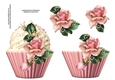 Floral cupcake Decoupage Sheet - Downton Decor Roses