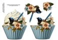 Floral cupcake Decoupage Sheet - Magic Garden