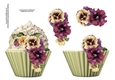 Floral cupcake Decoupage Sheet - Muted pansies