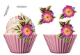 Floral Cupcake Decoupage Sheet - Wild Roses