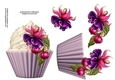 Floral Cupcake Decoupage Sheet - Fuschias
