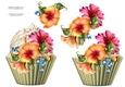 Floral Cupcake Decoupage Sheet - Hibiscus
