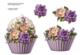 Floral Cupcake Decoupage Sheet - Heritage Roses