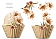 Floral Cupcake Decoupage Sheet - Ivory Lilies