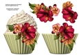Floral Cupcake Decoupage Sheet - Hibiscus Berries
