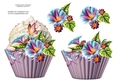 Floral Cupcake Decoupage Sheet - Morning Glory
