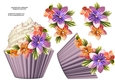 Floral Cupcake Decoupage Sheet - origami & Pearls