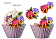 Floral Cupcake Decoupage Sheet - Pansies & Butterflies