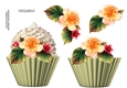 Floral Cupcake Decoupage Sheet - Peach Begonias
