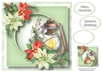 Watercolour Christmas Lamp & Poinsettias 8x8