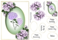 Faux Paper Cut Purple Roses A5