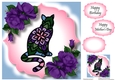 Stained Glass Cat 3 8x8