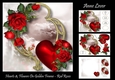 Hearts & Flowers On Golden Frame - Red Roses