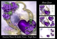 Hearts & Flowers On Golden Frame - Purple Roses