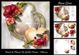 Hearts & Flowers On Golden Frame - Hibiscus