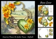 Hearts & Flowers On Golden Frame - Daffodils