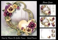 Hearts & Flowers On Golden Frame - Muted Pansies