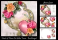 Hearts & Flowers On Golden Frame - Rose Bouquet