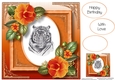 Gorgeous Tiger Painting With Camellias 8x8