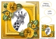 Gorgeous Giraffe Painting With Camellias 8x8