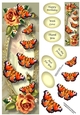 Beautiful Butterflies & Peach Roses Lge DL