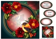 Rich Red Flowers & Beautiful bird 8x8