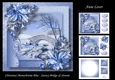 Christmas Monochrome Blue - Snowy Bridge & Stream