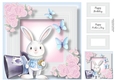 White Rabbit & Butterflies 8x8