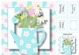 Blue Watering Can Of Spring Flowers, Birthday, Mothers Day, Easter