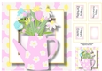 Pink Watering Can Of Spring Flowers, Birthday, Mothers Day, Easter