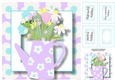 Purple Watering Can Of Spring Flowers, Birthday, Mothers Day, Easter