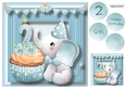 Baby Boy Second Birthday - Elephant Cupcake 8x8