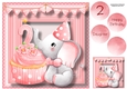 Baby Girl Second Birthday - Elephant Cupcake 8x8