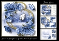 Blooms & Butterflies On Golden Frame - Blue Roses