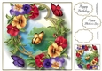 Blooms & Butterflies On Golden Frame - Pansies 8x8