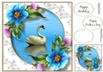 Gorgeous Swan With Blue Poppies 8x8