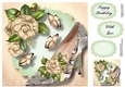 Fractal Shoe & Camellias - Cream 8x8
