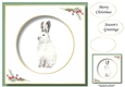 Beautiful Watercolour Snowy Hare At Christmas No Flowers