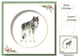 Beautiful Watercolour Wolf At Christmas No Flowers