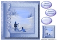 Christmas Monochrome Blue No Flowers - Building A Snowman