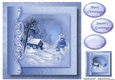 Christmas Monochrome Blue No Flowers - Cottage In The Woods