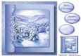 Christmas Monochrome Blue No Flowers - Snowy Village