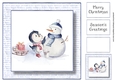 Watercolour Blue Christmas No Flowers - Building A Snowman