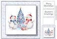 Watercolour Blue Christmas No Flowers - Snowman Friends