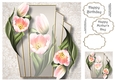 Art Deco Beautiful Floral - Pink Tulips 8x8