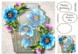 Art Deco Beautiful Floral - Blue Poppies 8x8