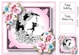 Crescent moon Fairy With Pink Roses 8x8