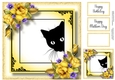 Peeking Cat With Yellow Roses 8x8